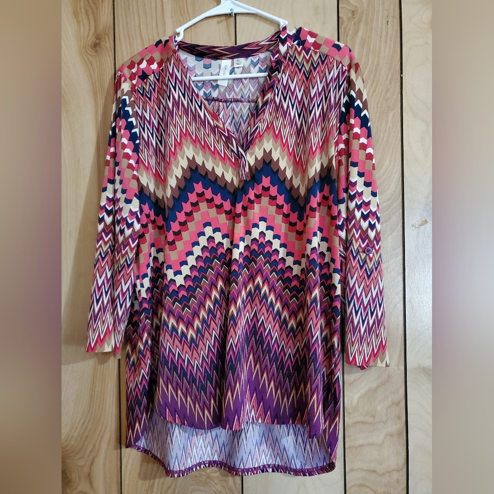 Colorful Zigzag Patterned Blouse
